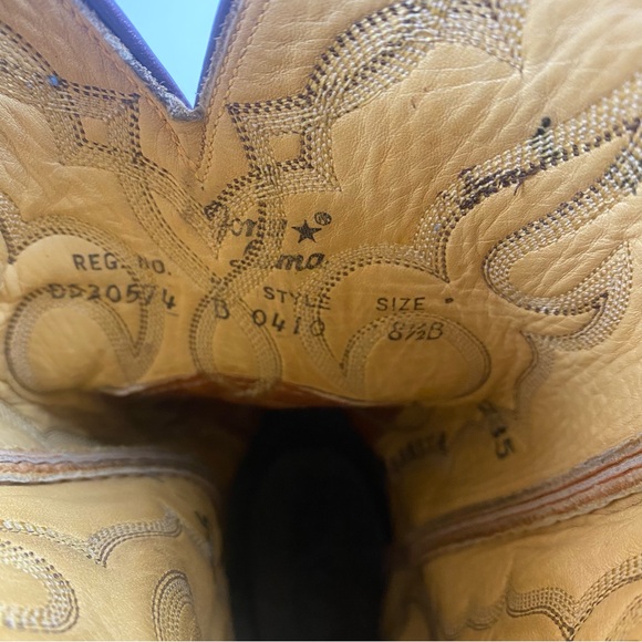 Vintage Tony Lama Brown Tan Snakeskin Python Cowboy Western Boots 0410 8.5B - Picture 3 of 16